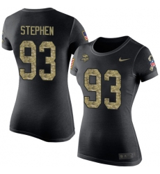 Women's Nike Minnesota Vikings #93 Shamar Stephen Black Camo Salute to Service T-Shirt