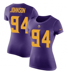 Women's Nike Minnesota Vikings #94 Jaleel Johnson Purple Rush Pride Name & Number T-Shirt