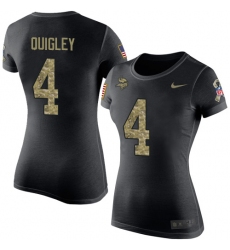 Women's Nike Minnesota Vikings #4 Ryan Quigley Black Camo Salute to Service T-Shirt