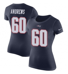 Women's Nike New England Patriots #60 David Andrews Navy Blue Rush Pride Name & Number T-Shirt