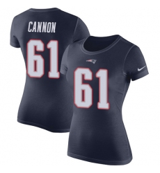 Women's Nike New England Patriots #61 Marcus Cannon Navy Blue Rush Pride Name & Number T-Shirt