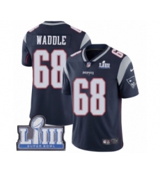 Men's Nike New England Patriots #68 LaAdrian Waddle Navy Blue Team Color Vapor Untouchable Limited Player Super Bowl LIII Bound NFL Jersey