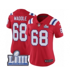 Women's Nike New England Patriots #68 LaAdrian Waddle Red Alternate Vapor Untouchable Limited Player Super Bowl LIII Bound NFL Jersey
