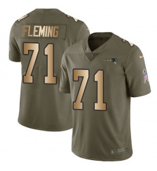 Youth Nike New England Patriots #71 Cameron Fleming Limited Olive/Gold 2017 Salute to Service NFL Jersey