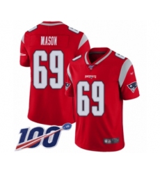 Men's New England Patriots #69 Shaq Mason Limited Red Inverted Legend 100th Season Football Jersey