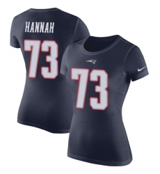 Women's Nike New England Patriots #73 John Hannah Navy Blue Rush Pride Name & Number T-Shirt