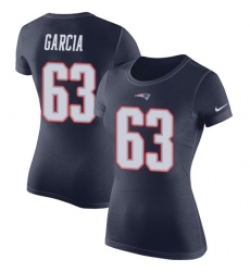 Women's Nike New England Patriots #63 Antonio Garcia Navy Blue Rush Pride Name & Number T-Shirt