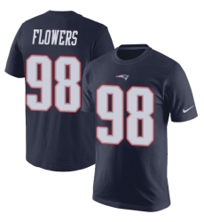 Nike New England Patriots #98 Trey Flowers Navy Blue Rush Pride Name & Number T-Shirt