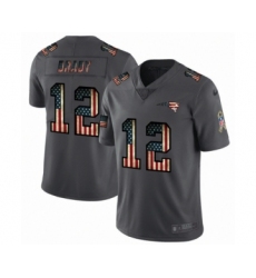 Men's New England Patriots #12 Tom Brady Limited Black USA Flag 2019 Salute To Service Football Jersey
