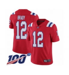 Men's New England Patriots #12 Tom Brady Red Alternate Vapor Untouchable Limited Player 100th Season Football Jersey