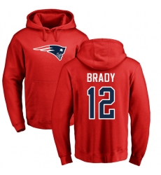 NFL Nike New England Patriots #12 Tom Brady Red Name & Number Logo Pullover Hoodie