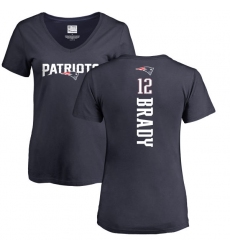 NFL Women's Nike New England Patriots #12 Tom Brady Navy Blue Backer T-Shirt