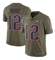 Youth Nike New England Patriots #12 Tom Brady Limited Olive 2017 Salute to Service NFL Jersey