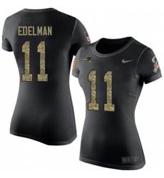 Women's Nike New England Patriots #11 Julian Edelman Black Camo Salute to Service T-Shirt