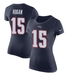 Women's Nike New England Patriots #15 Chris Hogan Navy Blue Rush Pride Name & Number T-Shirt