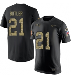 Nike New England Patriots #21 Malcolm Butler Black Camo Salute to Service T-Shirt