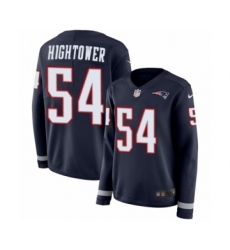 Women's Nike New England Patriots #54 Dont'a Hightower Limited Navy Blue Therma Long Sleeve NFL Jersey