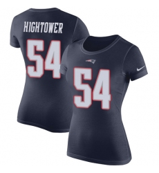 Women's Nike New England Patriots #54 Dont'a Hightower Navy Blue Rush Pride Name & Number T-Shirt