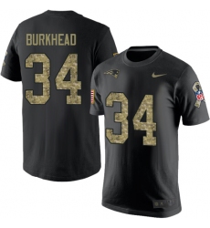 Nike New England Patriots #34 Rex Burkhead Black Camo Salute to Service T-Shirt