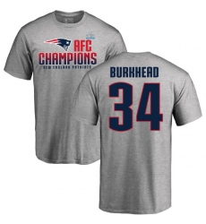 Nike New England Patriots #34 Rex Burkhead Heather Gray 2017 AFC Champions V-Neck T-Shirt