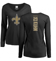 NFL Women's Nike New Orleans Saints #29 John Kuhn Black Backer Slim Fit Long Sleeve T-Shirt