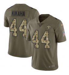 Men's Nike New Orleans Saints #44 Hau'oli Kikaha Limited Olive/Camo 2017 Salute to Service NFL Jersey