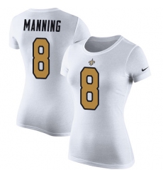Women's Nike New Orleans Saints #8 Archie Manning White Rush Pride Name & Number T-Shirt