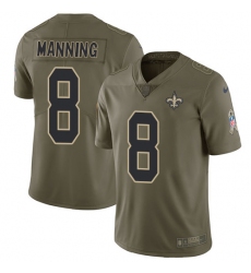 Youth Nike New Orleans Saints #8 Archie Manning Limited Olive 2017 Salute to Service NFL Jersey