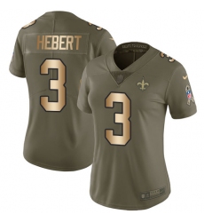 Women's Nike New Orleans Saints #3 Bobby Hebert Limited Olive/Gold 2017 Salute to Service NFL Jersey