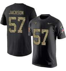 Nike New Orleans Saints #57 Rickey Jackson Black Camo Salute to Service T-Shirt