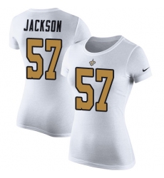 Women's Nike New Orleans Saints #57 Rickey Jackson White Rush Pride Name & Number T-Shirt