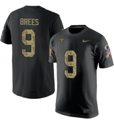 Nike New Orleans Saints #9 Drew Brees Black Camo Salute to Service T-Shirt