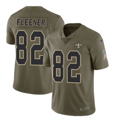 Men's Nike New Orleans Saints #82 Coby Fleener Limited Olive 2017 Salute to Service NFL Jersey