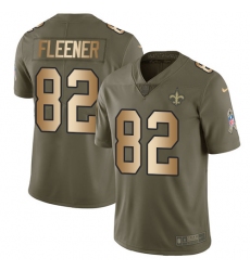 Youth Nike New Orleans Saints #82 Coby Fleener Limited Olive/Gold 2017 Salute to Service NFL Jersey