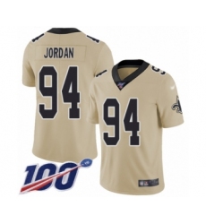 Men's New Orleans Saints #94 Cameron Jordan Limited Gold Inverted Legend 100th Season Football Jersey Men's New Orleans Saints #94 Cameron Jordan Limited Gold Inverted Legend 100th Season Football Jersey