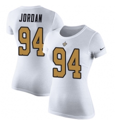 Women's Nike New Orleans Saints #94 Cameron Jordan White Rush Pride Name & Number T-Shirt