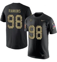 Nike New Orleans Saints #98 Sheldon Rankins Black Camo Salute to Service T-Shirt