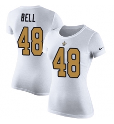 Women's Nike New Orleans Saints #48 Vonn Bell White Rush Pride Name & Number T-Shirt