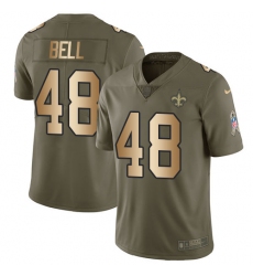 Youth Nike New Orleans Saints #48 Vonn Bell Limited Olive/Gold 2017 Salute to Service NFL Jersey