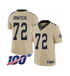 Men's New Orleans Saints #72 Terron Armstead Limited Gold Inverted Legend 100th Season Football Jersey