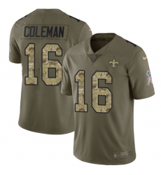 Men's Nike New Orleans Saints #16 Brandon Coleman Limited Olive/Camo 2017 Salute to Service NFL Jersey