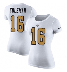 Women's Nike New Orleans Saints #16 Brandon Coleman White Rush Pride Name & Number T-Shirt