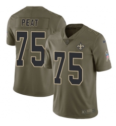 Men's Nike New Orleans Saints #75 Andrus Peat Limited Olive 2017 Salute to Service NFL Jersey