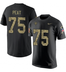 Nike New Orleans Saints #75 Andrus Peat Black Camo Salute to Service T-Shirt