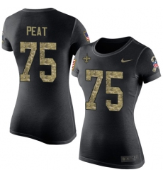 Women's Nike New Orleans Saints #75 Andrus Peat Black Camo Salute to Service T-Shirt