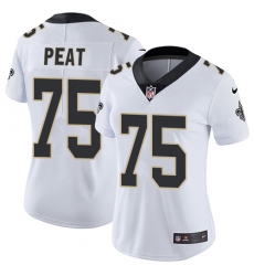 Women's Nike New Orleans Saints #75 Andrus Peat Elite White NFL Jersey