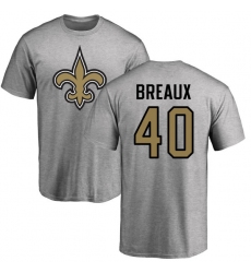 NFL Nike New Orleans Saints #40 Delvin Breaux Ash Name & Number Logo T-Shirt