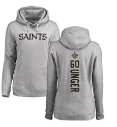 NFL Women's Nike New Orleans Saints #60 Max Unger Ash Backer Pullover Hoodie