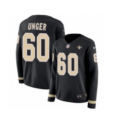 Women's Nike New Orleans Saints #60 Max Unger Limited Black Therma Long Sleeve NFL Jersey