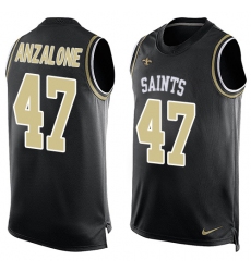 Men's Nike New Orleans Saints #47 Alex Anzalone Limited Black Player Name & Number Tank Top NFL Jersey